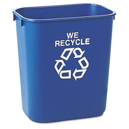 Rcp Rcp 295573BE Small Deskside Recycling Container  Rectangular  Plastic  13 5/8 qt  Blue 295573BE